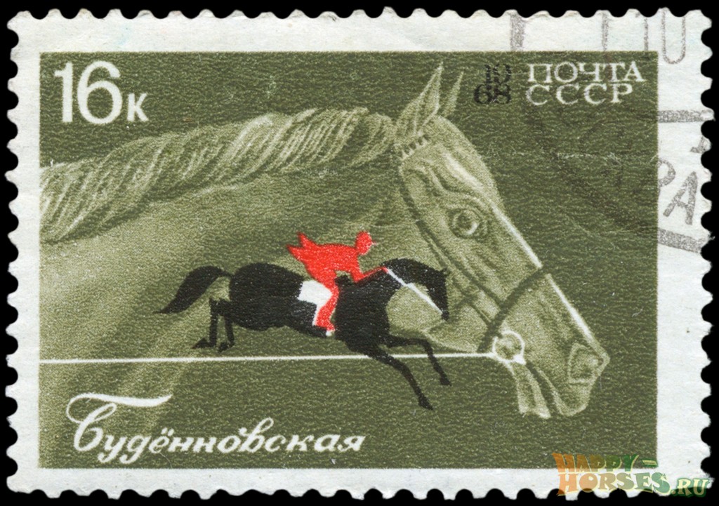 Марка с изображением коня буденовской породы